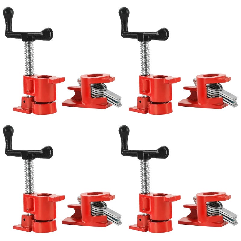 FLK Tech 4 Pack 1/2â€ Wood Gluing Pipe Clamp Set, Heavy Duty Pipe Clamps, Cast Iron Wood Clamps Quick Release for Woodworking, Carpentry, Home Improvement, and DIY Projects - Image 1